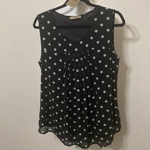Timeson black & white pokadot tank. Size XL